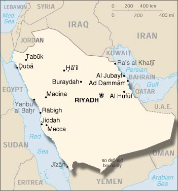 Map of Arab Saudi